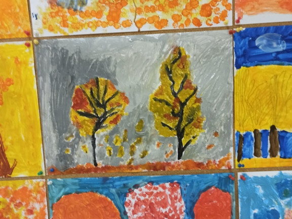 Obraz przedstawia Jesień w klasie 2c