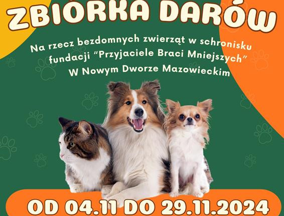 Obraz przedstawia Zbiórka darów dla zwierząt ze schroniska w Nowym Dworze Mazowieckim